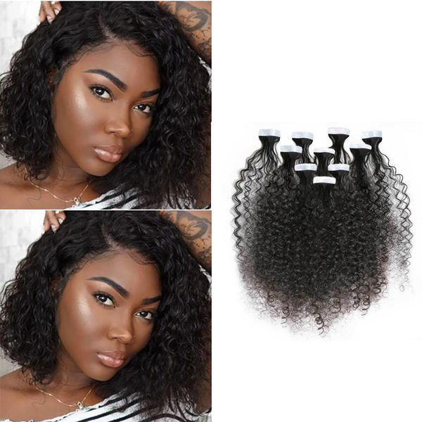 

malaysian remy human hair tape in hairs extensions 40pcs/pack natural color skin wefts for salon, Black