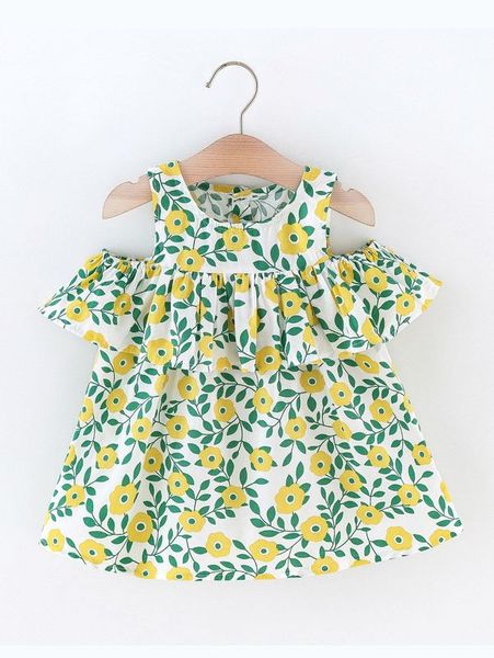

baby allover floral print ruffle dress she, Red;yellow