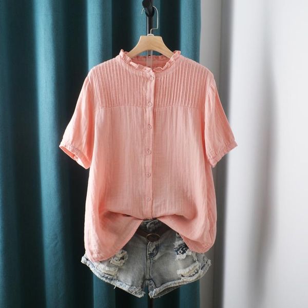 

women's blouses & shirts lace collar short-sleeved blouse shirt sweet cotton top, White