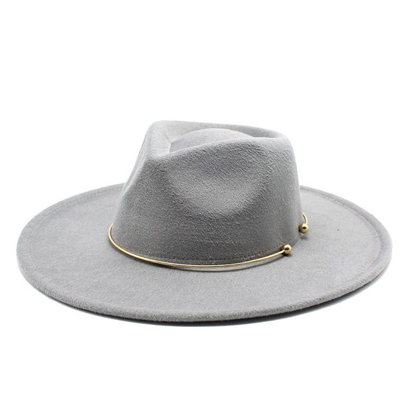 Nuovo 2021 Grande Cappello Fedora a Tesa Larga Decorazione in Metallo di Lana Panama Cloche Cappelli di Feltro Uomini Donne Rosa da Sposa in Chiesa Cappelli Jazz