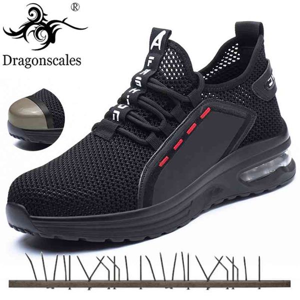 

indestructible shoes work safety shoes men and women steel toe cap puncture-proof boots lightweight breathable work sneakers 210923, Black