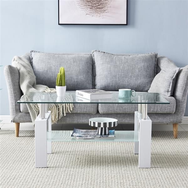 

living room furniture coffee 110 *60 *45.5cm double-glazed dining stainless steel table legs