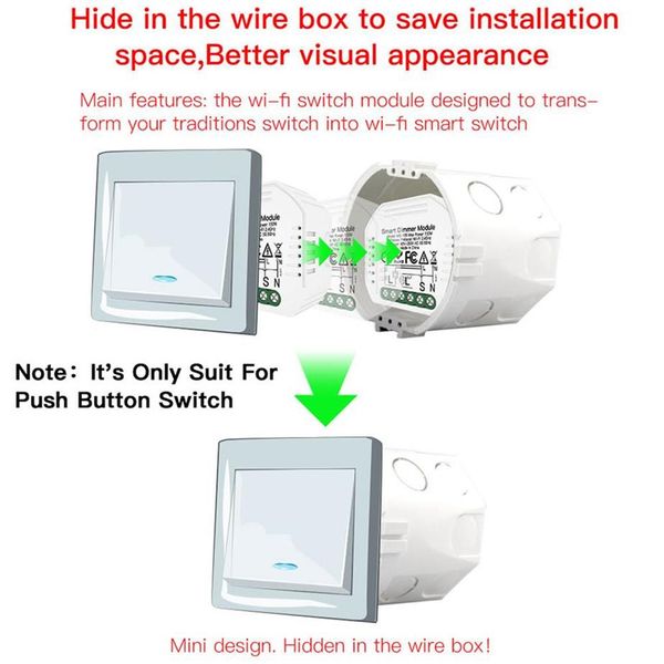 DIY Mini Wifi Akıllı Hayat Tuya Uzaktan Kumanda Akıllı Işık Dimmer Anahtarı Modülü Ile Alexa Google Ev Yeni A25 A07