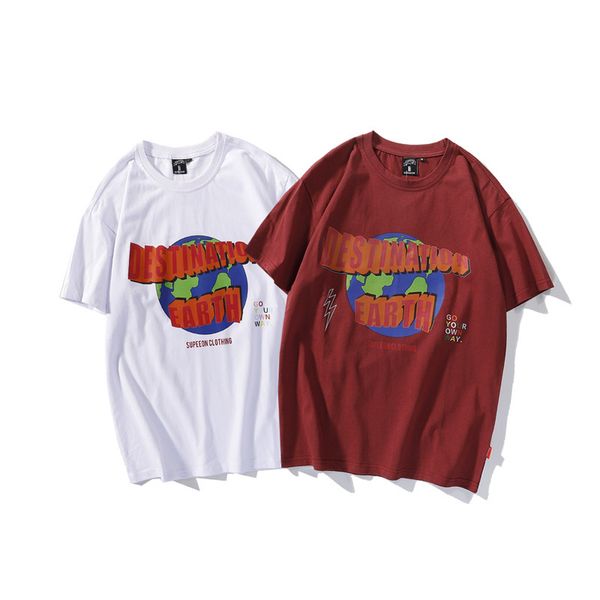 

t shirt round neck printed summer cotton backing short sleeve men's fashion half trend advertising, White;black