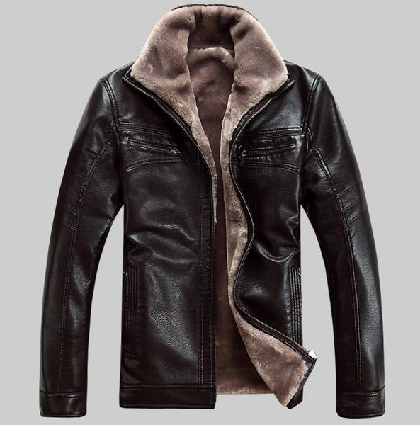 

men's fur & faux one-piece lady coat jacket winter thick leather garment casual flocking men is clothing, Black