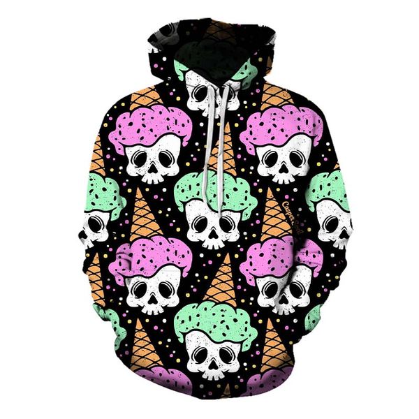 

halloween skull grimace building pattern men's 3d printed hoodie visual impact party punk gothic round neck sweatshirt hoodie, Black