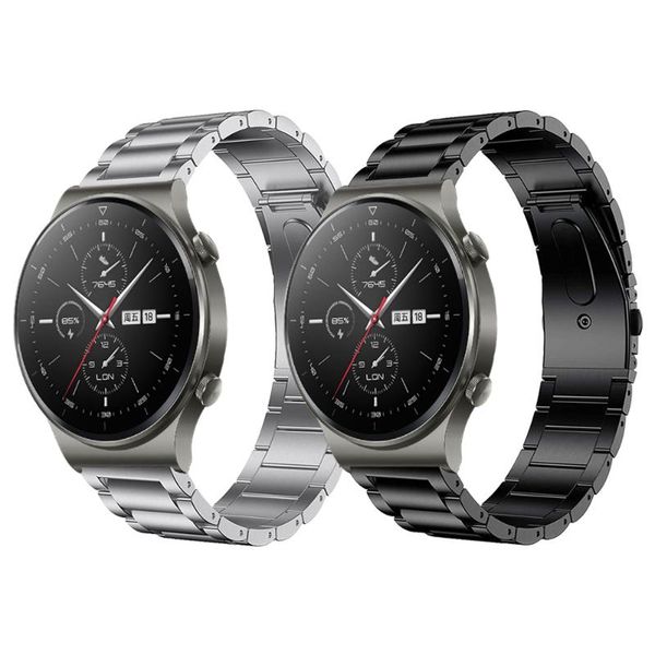 

watch bands titanium strap for huawei gt 2 pro band 2e gt2 46mm & magic metal stainless steel clasp bracelet, Black;brown