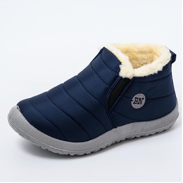 

boots women ultralight winter shoes ankle botas mujer waterpoor snow female slip on flat casual plush footwear, Black