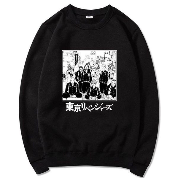 

men's hoodies & sweatshirts 2021 tokyo revengers comfortable couple wears oversized tracksuits hip- classic loose unsiex str, Black