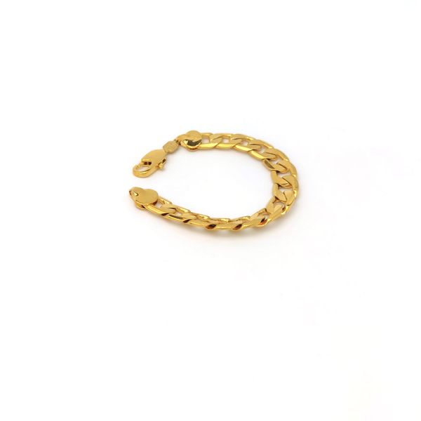 Ouro GF Curb Italiano Chain de Link Chain Bracelete Mens 205mm 12mm 8 polegadas 24k Connect Amarelo Fine Sólido