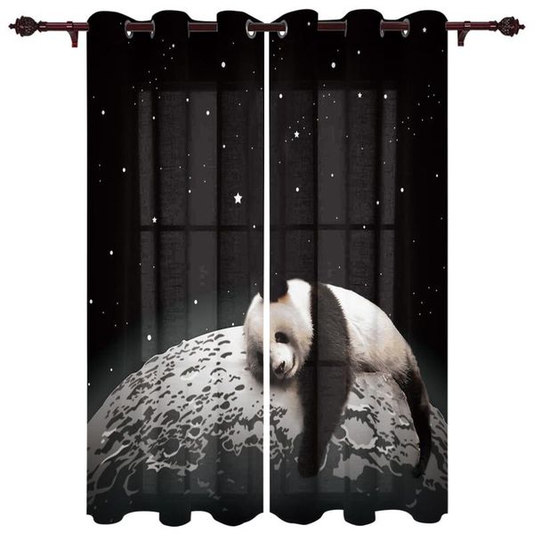 

translucent curtains moon starry panda valance window curtains living room bedroom