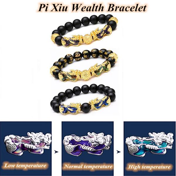 

link, chain feng shui black obsidian wealth bracelet for women men pi xiu beads good luck charm buddha alloy jewelry