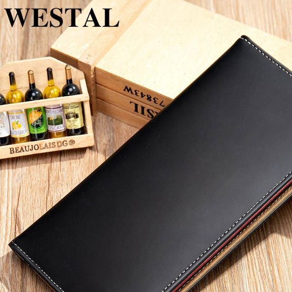 

westal mens wallet genuine leather purse for men mans and handbags designer card walet, Red;black