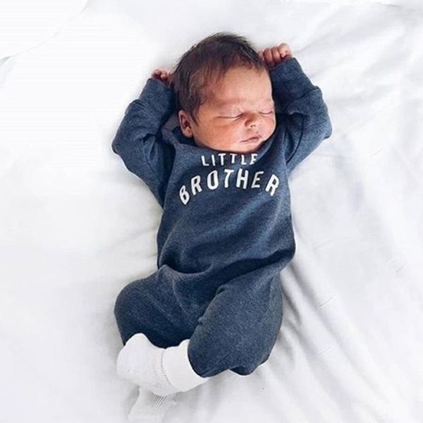 

footies born infant baby boy girl clothes cute button letter romper jumpsuit playsuit comfortable, Blue