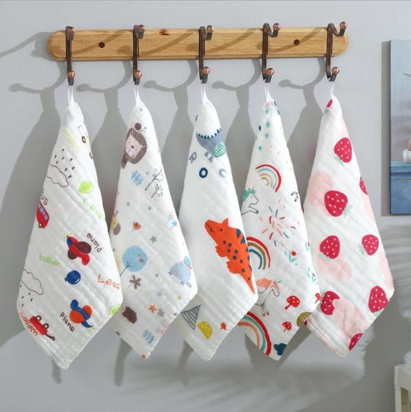 Toalhas de bebê 6 camada musselina algodão handkerchief trapos infantil rosto toalha colorido crianças limpar pano alimentação bibs 13 designs dw5795