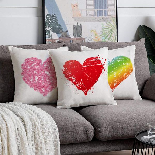 

cushion/decorative pillow colorful heart print covers decoration home office sofa pillowcase white polyester cushion cover decor lover room