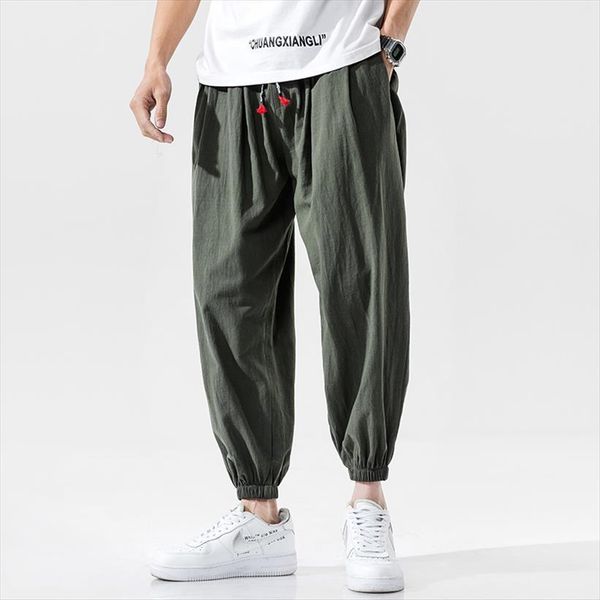 

cotton linen harem joggers women pant man summer casual trousers male japanese sweatpants harajuku large size 5xl, Black