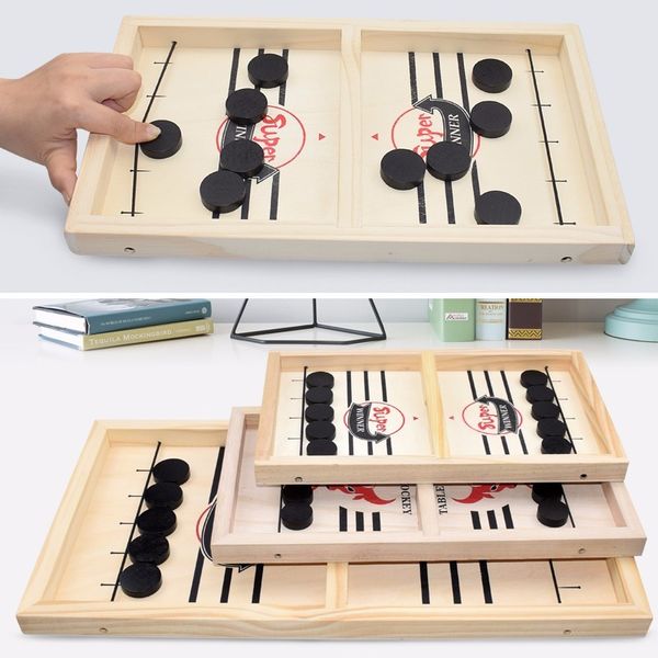 Schneller Sling Puck Papted Holz Tisch Hockey-Gewinner Interaktives Schachbrett Spielzeug für Erwachsene Kinder Desktop Battle Spiel