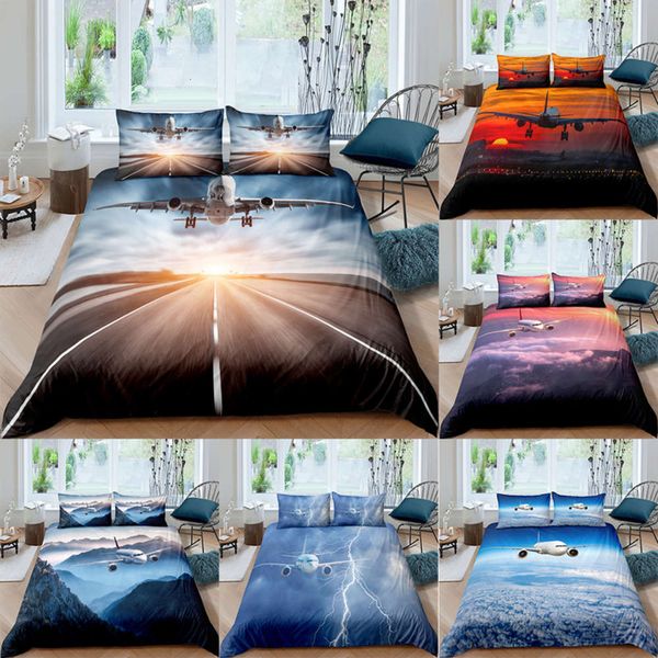 

airplane picture bedding set  3d cute printed duvet cover bedcloth 2/3pcs home textil luxury bedspread