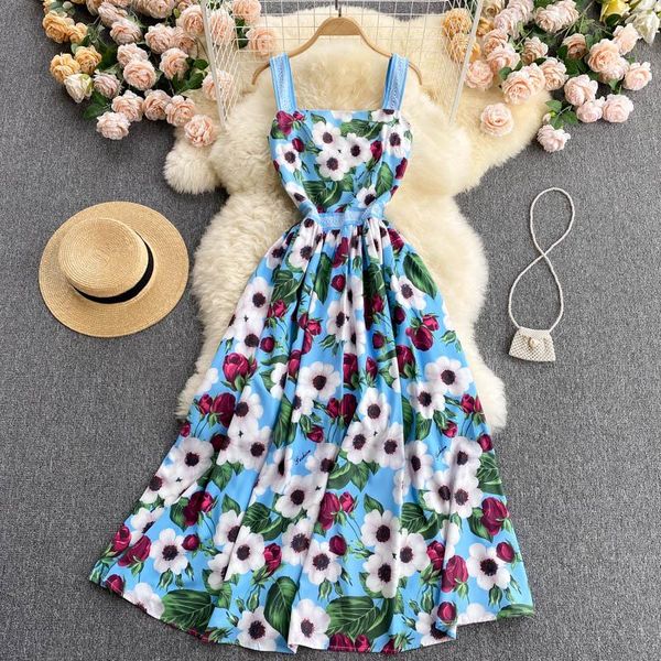 

casual dresses summer style elegant printing dress party collar temperament commute woman long vacation for women 2021, Black;gray