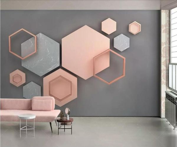 

wallpapers custom self adhesive wallpaper mural 3d three-dimensional hexagon mosaic modern minimalist geometric living room background wall