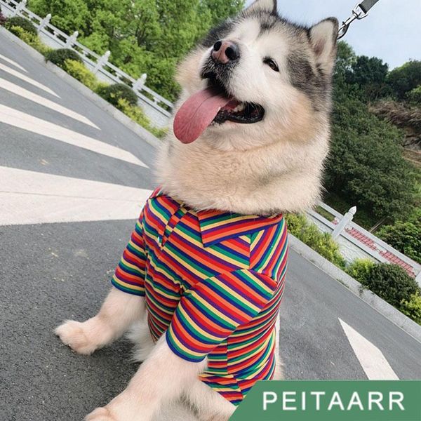 

dog apparel [peitaarr]pet supplies pet clothing clothes t-shirt striped parent-child polo shirt thin section