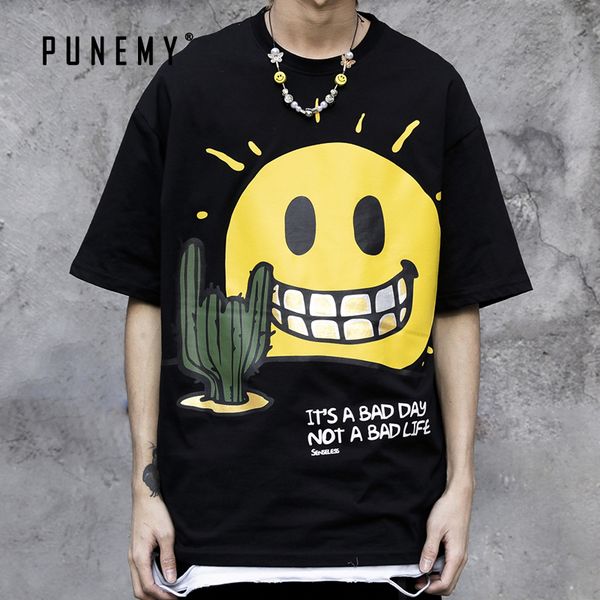 

2021 new men t shirt hip hop big smile short sleeve tees summer 100% cotton tshirt casual streetwear harajuku women t-shirt 1jy0, White