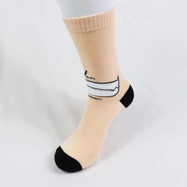 

men's socks over confident happy smile manga mouth, Black