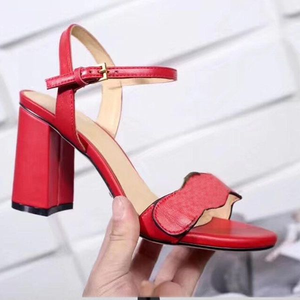 

6.5cm high heels genuine leather woman sandals luxury gift box drop shipping, Black