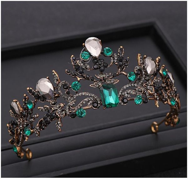 

vintage bridal crown green rhinestone crystal crown wedding hair accessories jewelry princess headdress bridal tiara acc jllzvw, Silver