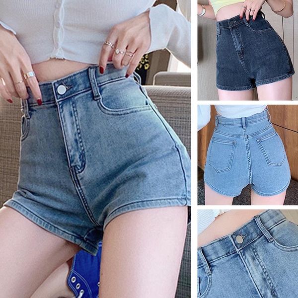 

women's jeans 2021 summer denim shorts korean style loose high waist cool, Blue