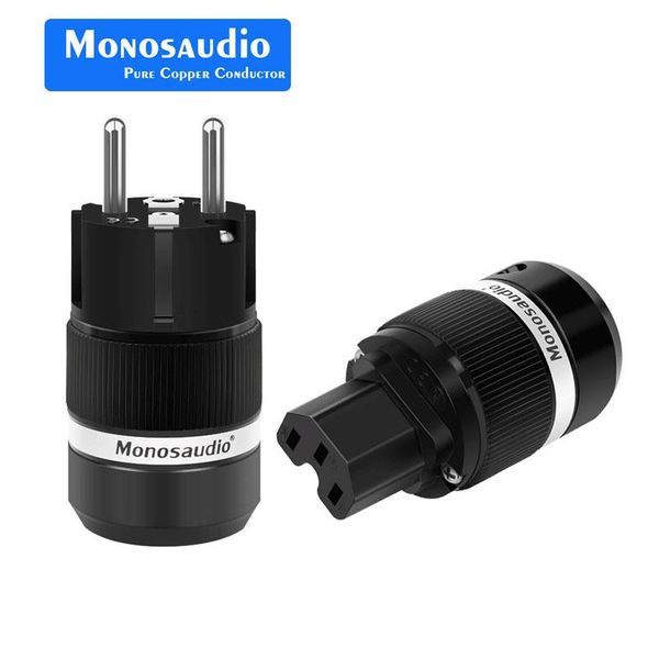 

smart power plugs monosaudio 99.998% pure copper rhodium plated ac cable iec female connector hifi 2 pins eu eur schuko plug socket
