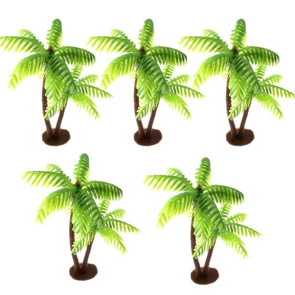 

5x small plastic coconut palm tree plant diy micro landscape aquarium decor