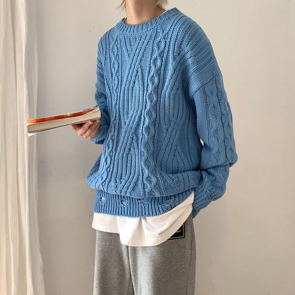 

2021 new male fashions trend coats bundled in loose pullover around the neck cashmere sweater solid color knitting wool -2xl bwxh, White;black