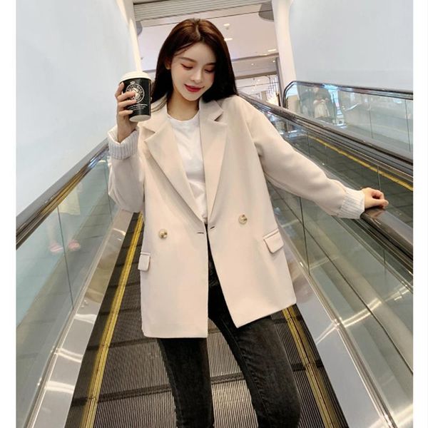 

women's suits & blazers women office lady wear suit blazer solid casual coat jacket long sleeve notched collar outwear, White;black