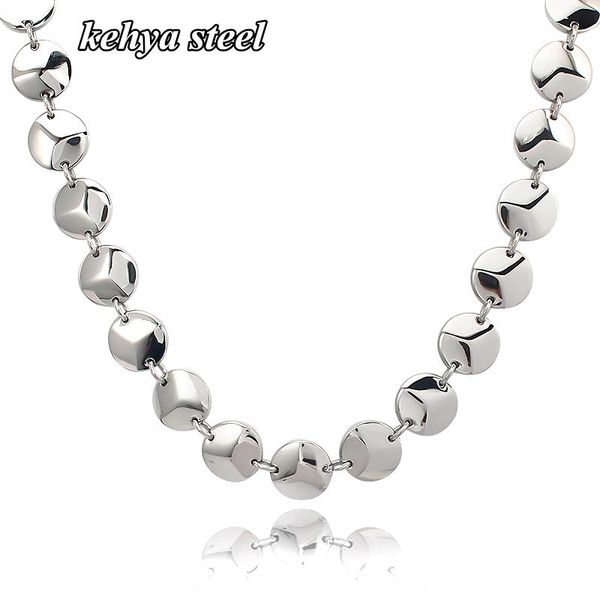 

pendant necklaces circles necklace gold/steel color long sweater chain link choker jewelry for women statement accessories, Silver