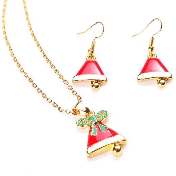 

fashionable and charming christmas metal zinc alloy necklace earrings enamel jewelry for women girls party vacation red festive matching, Silver