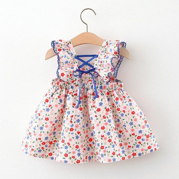 

girl's dresses toddler baby kids girls floral dress strap summer princess clothes born cute casual party1, Red;yellow