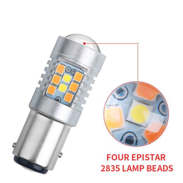 Novo 1 pc Alto carro brilhante LED luzes T20 7443 bulbos de duas cores T25 3157 motocicleta LED Lâmpadas S25 Auto freio luzes brancas e âmbar 12V