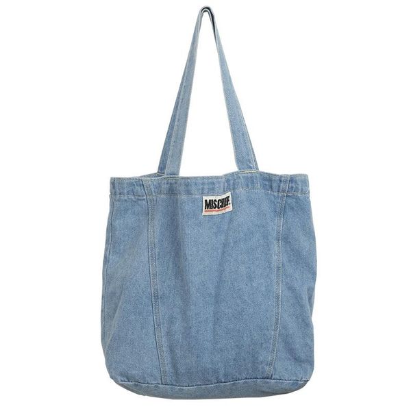 

waist bags design women denim shoulder bag girls light blue canvas cloth handbag female shopping lady school books casual totes