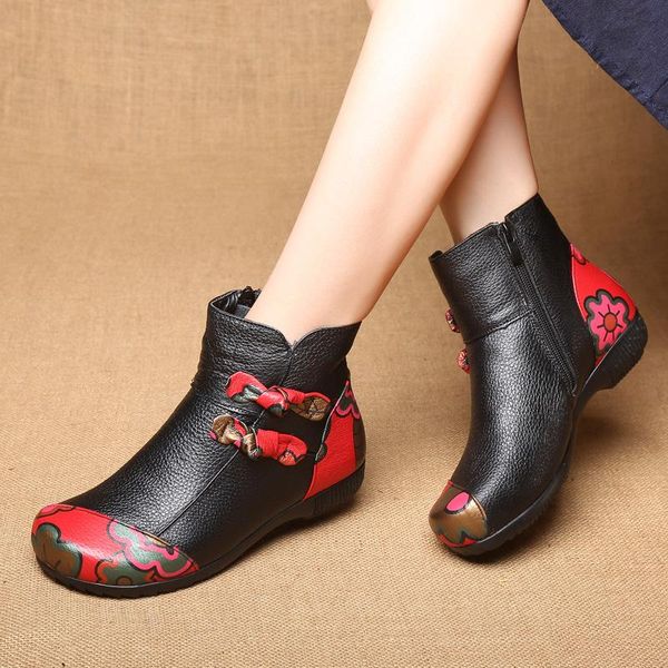 

boots bow short woman 2021 flat bottom genuine leather, Black