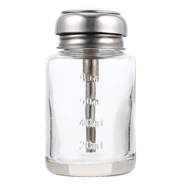 

storage bottles & jars 100ml empty clear glass pump dispenser bottle alcohol nail polish remover