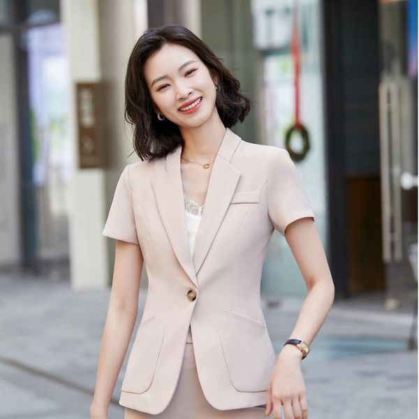 

women's suits & blazers plus size 2021 jacket short sleeve coat ol styles summer jackets for women ladies office blazer outwear, White;black