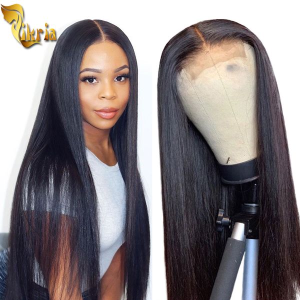 

glueless natural straight wig 360 lace wig pre plucked hairline with baby hair 130%~180% density unprocessed human hair for black women, Black;brown