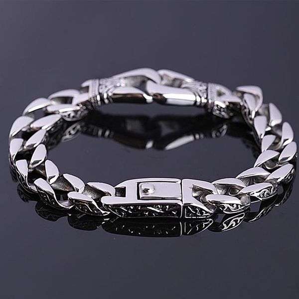 

link, chain men's fashion classic simple braided domineering casual gift hip hop bracelet, Black