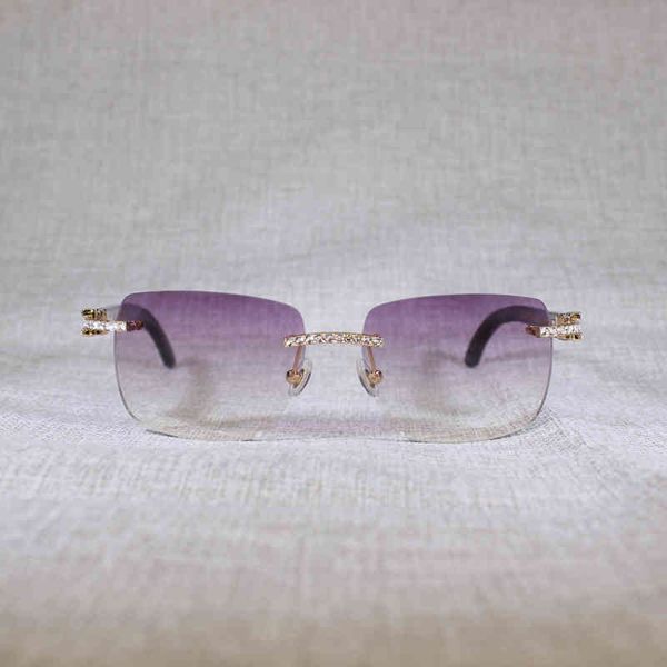 

2022 factory wholesale rhinestone peacock wood rimless men natural buffalo horn oversize square retro shades oculos eyewear for club x2ud, White;black