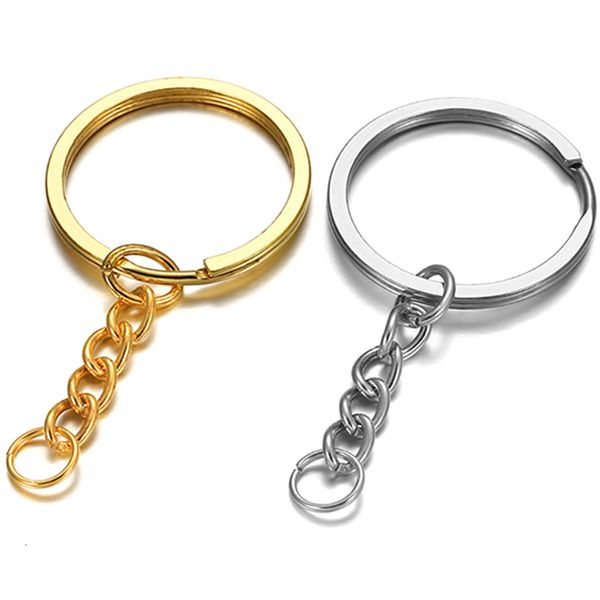 

10pcs silver plated metal blank keyring keychain split ring keyfob key holder rings women men diy jewelry making accessories