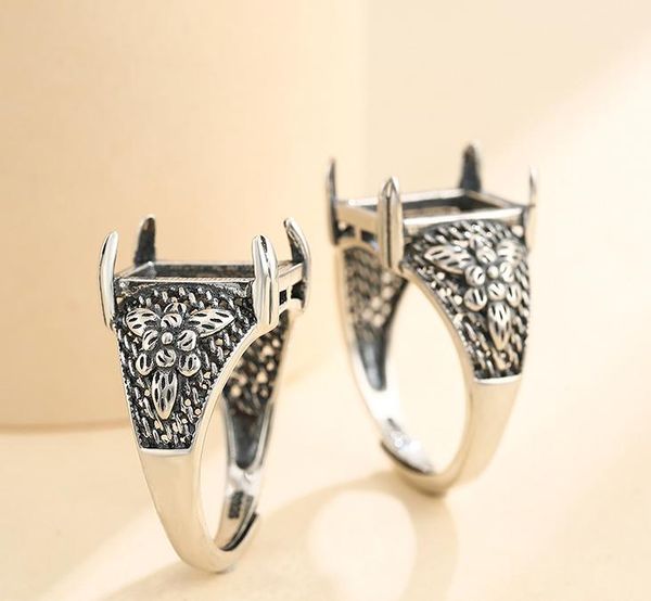 

cluster rings 9*13mm 925 sterling silver semi mount bases blanks base blank pad ring setting set diy jewelry a5627, Golden;silver