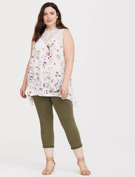 

women's tanks & camis plus size summer women fashion loose lace patchwork floral print casual vest female trendy breathable back hollow, White