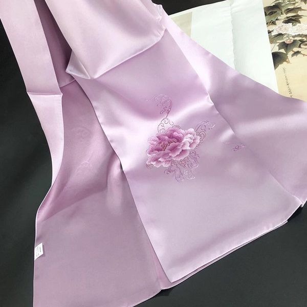 

scarves 2021 su embroidery silk handmade double mulberry chinese style scarf gift box, Blue;gray